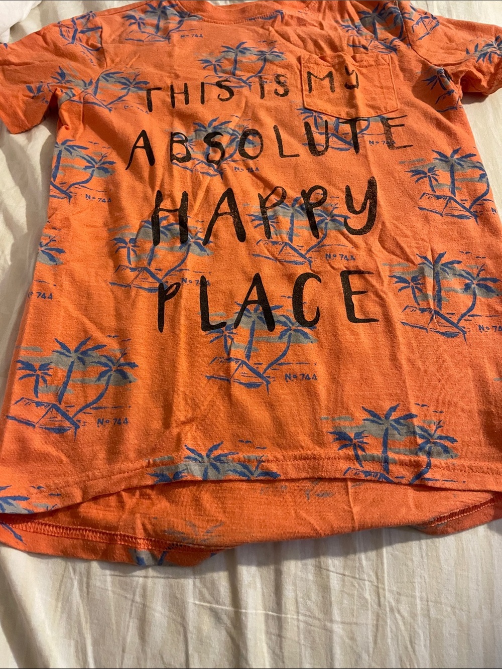 Cat & Jack Orange Short-Sleeve Graphic Tee with Blue Palm Print